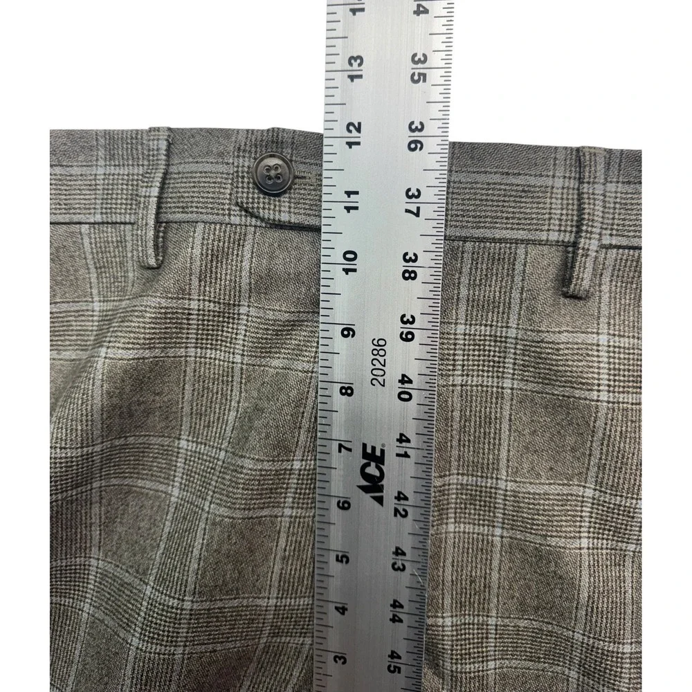 Banana Republic 30x32 Brown Plaid Flannel Wool Pants Trousers Italian Fabric